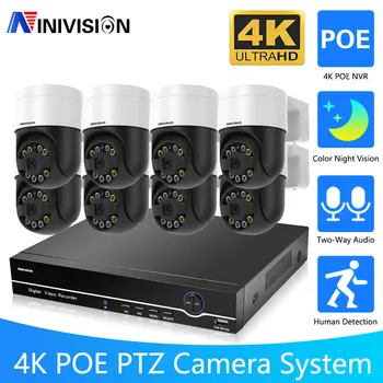 10CH 8CH 4K 8MP Securitate Cctv POE Camera PTZ Sistem de Supraveghere Video de Acasă Kit Exterior Camera Ip Umanoid de Detectare de Culoare de Noapte  10