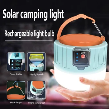 De mare Putere Solara LED campinglight sunt utilizate în piețele de noapte USB Reîncărcabilă Bec Pentru Exterior Cort Lampă Portabilă de urgență  5