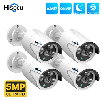 Hiseeu 4MP 5MP POE IP CCTV Camera ONVIF Audio Video H. 265 Impermeabil în aer liber cu Fir de Supraveghere, Securitate, Camere Bullet  5