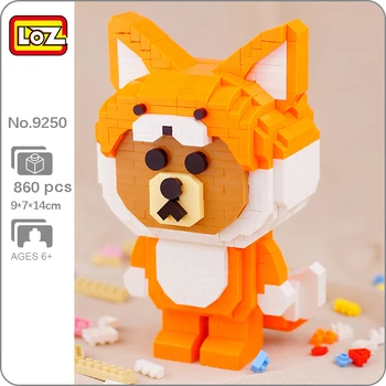 LOZ 9250 Lumea Animală Fox Cosplay Îmbrăcăminte purta Papusa animale de Companie Model DIY Mini Diamond Blocuri Caramizi de constructie de Jucarie pentru Copii fără Cutie  10