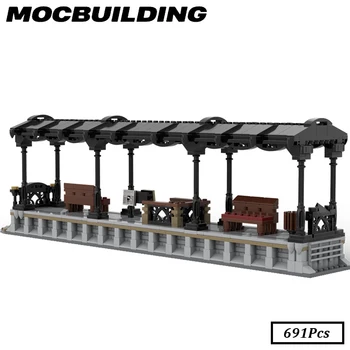 MOC Bloc Sat Gara de Tren de cale Ferată Platforma de Afișare DIY Cărămizi Cadouri de Craciun Asamblat Jucarii de Colectie  0