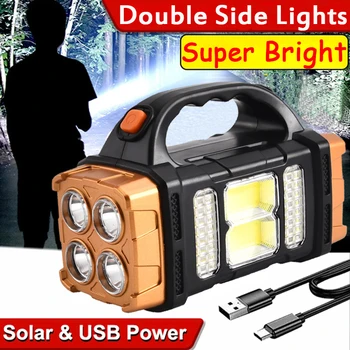 Portabil Solare Puternice Lanterna LED-uri Cu COB Lumini de Lucru USB Reîncărcabilă Portabile 4 Moduri de Iluminare în aer liber, Solar Lanterna  4