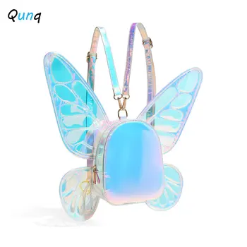 Qunq 2023 Vara URI Noi de Fete de Moda Minunat PU Laser Aripi de Fluture Personalitate Creativ Retro Copii Rucsac Cadou de Vacanță  5