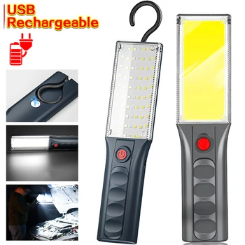 USB Reîncărcabilă Lanterna LED-uri în aer liber lampa de Lucru cu Carlig Magnetic Portabile de Reparații Auto Lumina Impermeabil Cort de Camping Lanterne  5