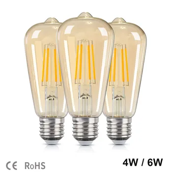 Vintage LED Becuri Edison 6W E27 Dimmabil ST64 Candelabru Antic de Aur, led Lampă de Plafon Living corp de iluminat  10